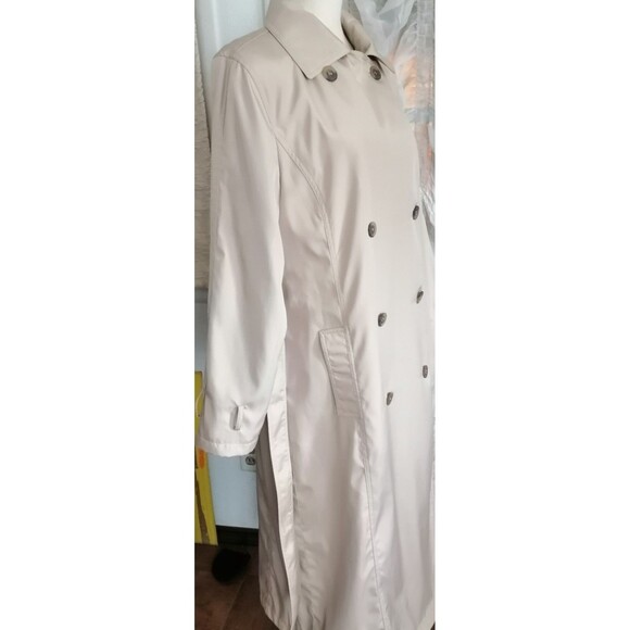 Vintage J.G. Hook Trench Coat Lined Double Breast Belted Women 14 Beige - Picture 3 of 4